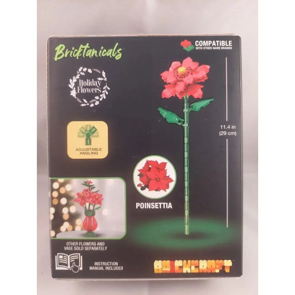 Brickcraft Bricktanicals Poinsettia Brick Building Set Holiday Flowers 97 PCS